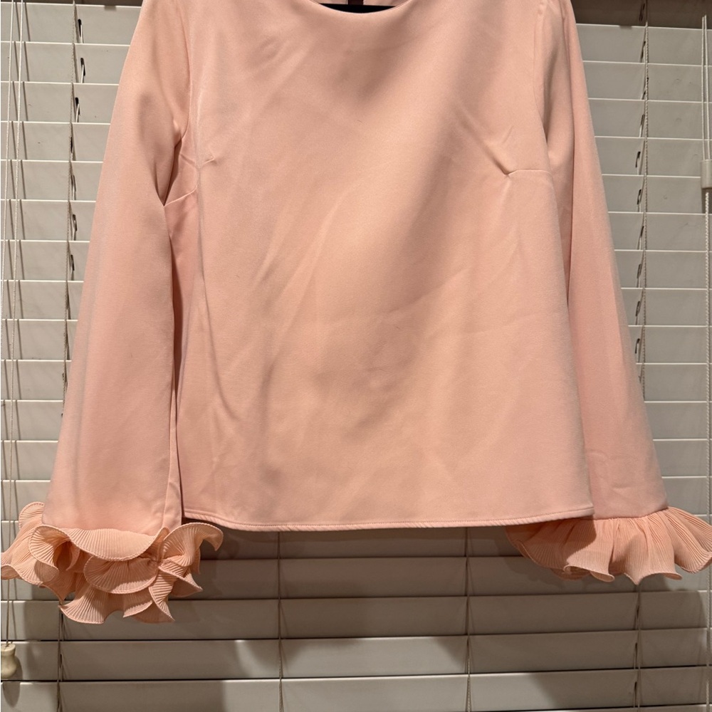 Elegant Peach Ruffle Sleeve Top